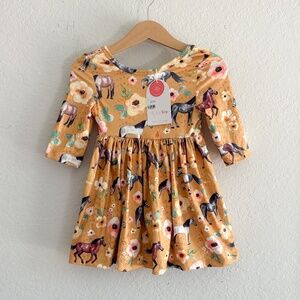 Mila + Rose 3/4 Sleeve Pocket Twirl  Horse Print Dress 12-24M